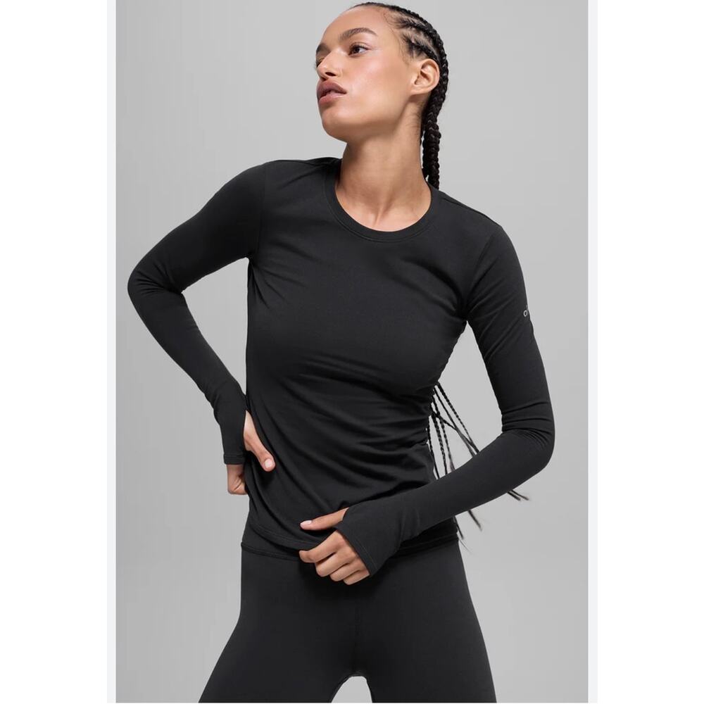 ALO Yoga Airbrush Winter Warm Nocturne Long Sleeve Baselayer Top M/L Thumbholes